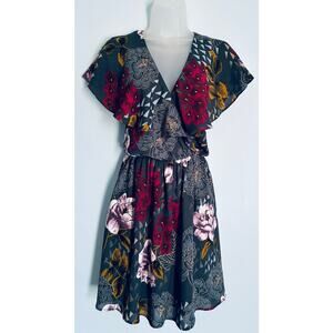 Everly Paxton Floral Mini Dress V-Neck Size Small Anthropologie